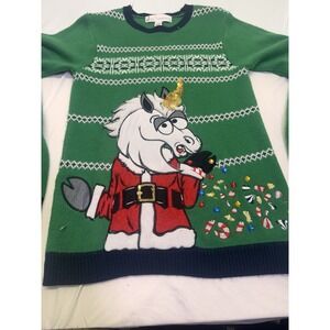 Ugly Holiday Christmas Sweater Jolly Sweaters Unicorn Beaded Details Size Small